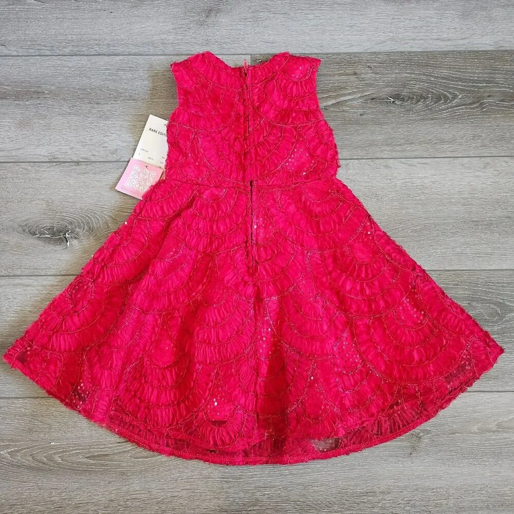 Rare Editions Toddler Girls Dress Red Sequin Bow Holiday Party NWT Sz 4T